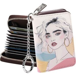 NWT FurArt Zipper Wallet RFID Blocking Credit Card Compact Size KeyChain Wallet